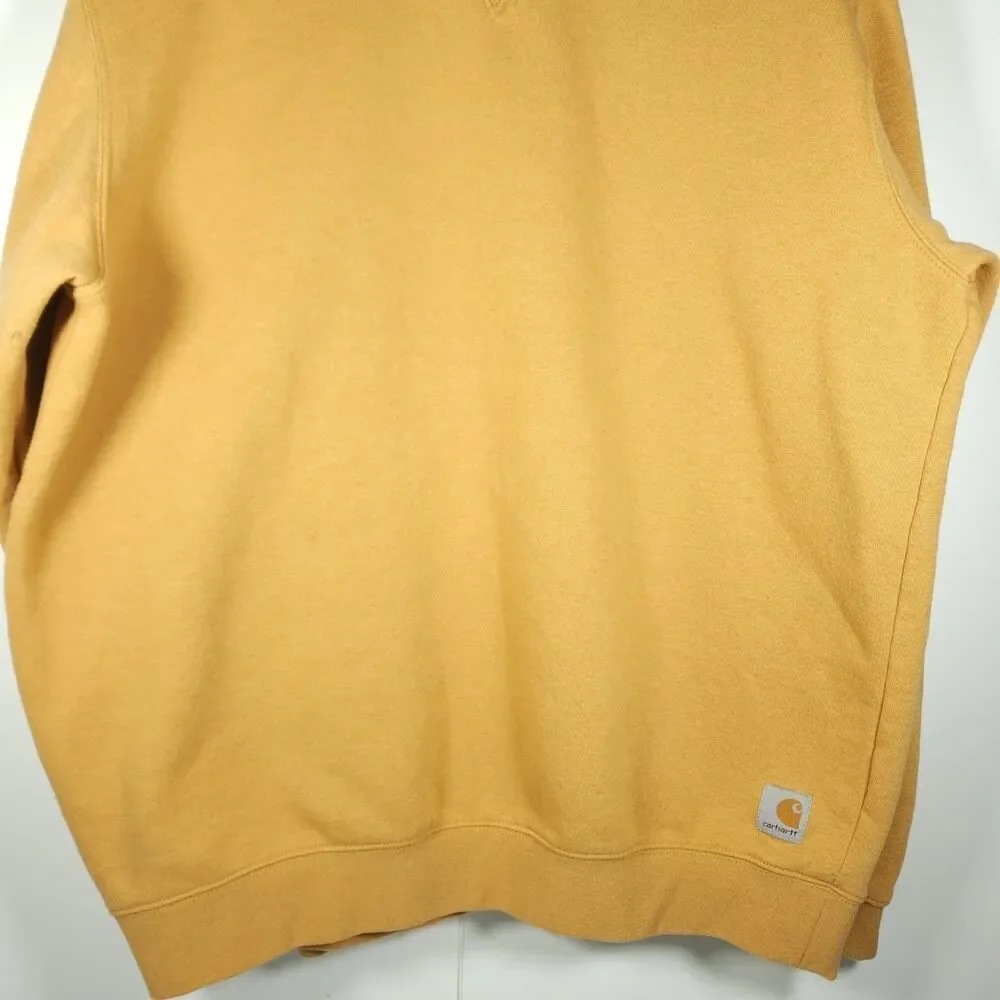 Carhartt Men's Sz Large Mustard Crew Neck Thick Loose Workwear Pullover Sweater